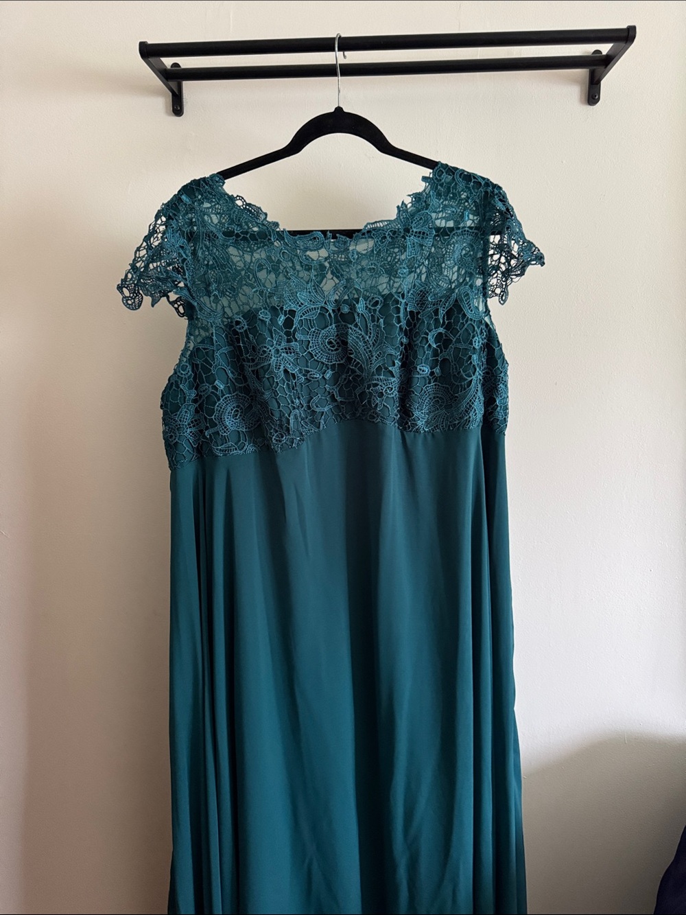 JJs House Teal Lace Detail Evening Dress